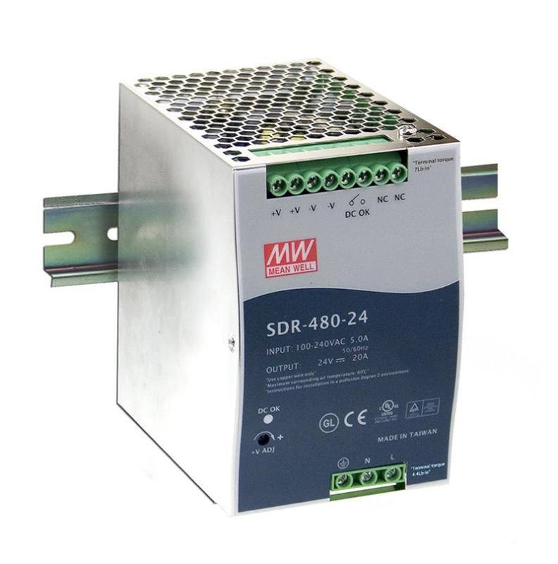 Mean Well Industriële DIN rail voeding 24 Volt 20A 480 Watt