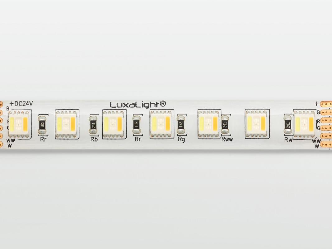 LuxaLight LED-strip Full-color RGB + Warm Wit 2800K + Wit 8000K, RGBWWW High Power Beschermd (24 Volt, 84 LEDs, 5050, IP64)