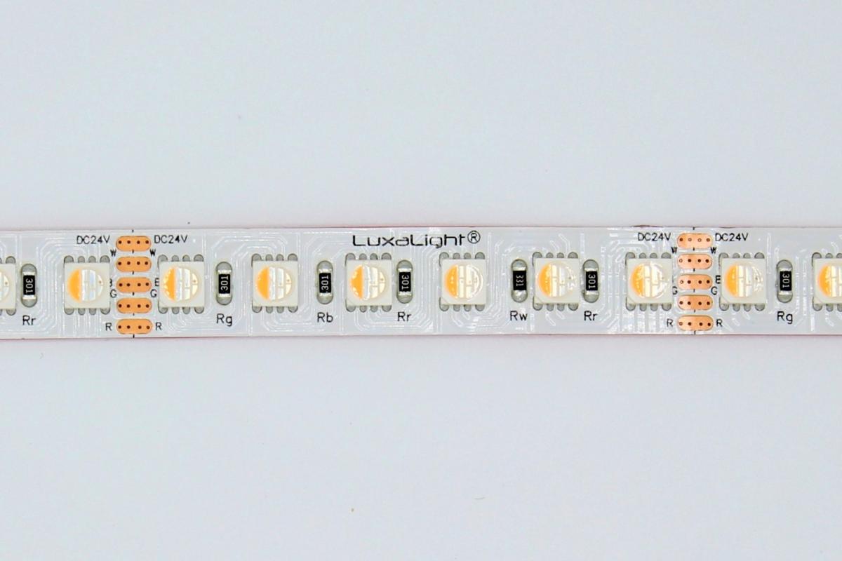 LuxaLight LED-strip Full-color RGB + Warm Wit (2400-2600K), RGBWW High Power Indoor (24 Volt, 96 LEDs, 5050, IP20)