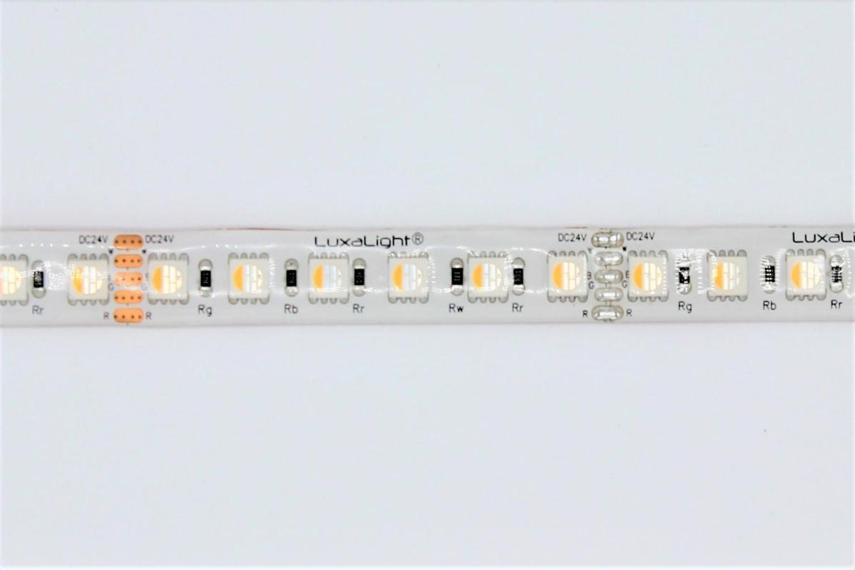 LuxaLight LED-strip Full-color RGB + Warm Wit (2700-2900K), RGBWW High Power Beschermd (24 Volt, 96 LEDs, 5050, IP64)