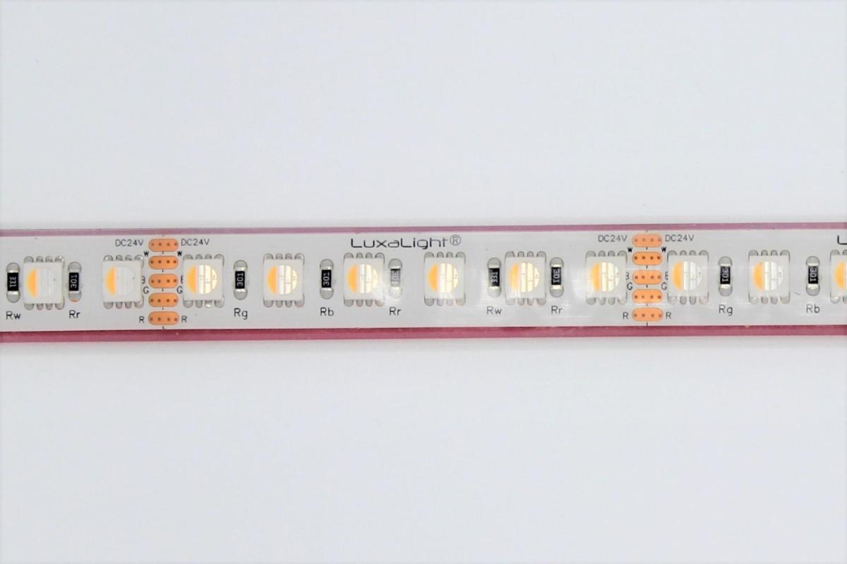LuxaLight LED-strip Full-color RGB + Warm Wit (2700-2900K), RGBWW High Power Waterdicht (24 Volt, 96 LEDs, 5050, IP68)