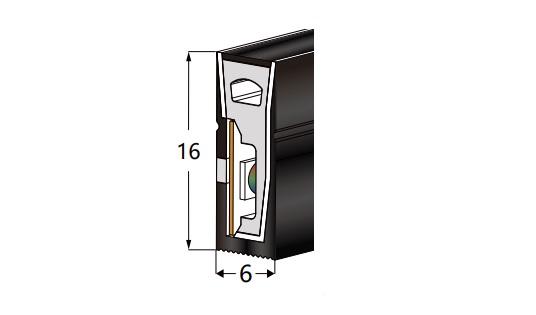 Silicone Extrusion Side View 16mm x 6mm 120° Black 