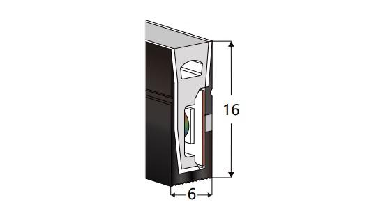 Siliconen Extrusie Side View 16mm x 6mm 120° Zwart Opaal