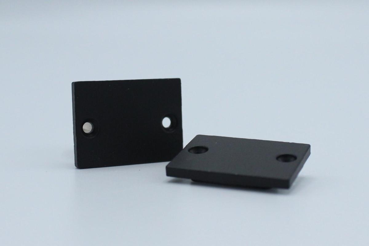 Aluminium End Cap Closed Black 24.2mm x 16mm Surface Mounted for lenscover