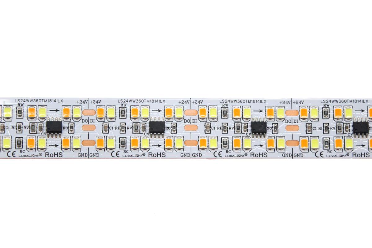 LuxaLight Pixel LED-strip TM1814 Amber + Cool White Protected (24 Volt, 360 LEDs, 2835, IP64)
