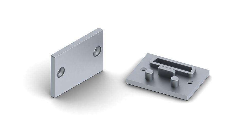 Aluminium End Cap Closed 24.2mm x 16mm Surface Mounted for lenscover