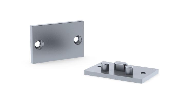 Aluminium End Cap Closed 24.2mm x 16mm Surface Mounted for Moulding