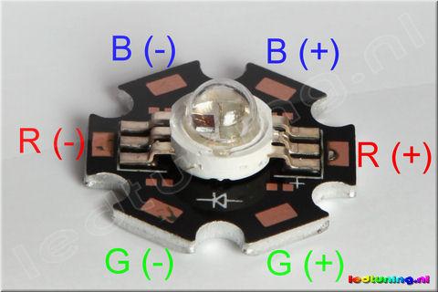 High Power LED 3W 110° 120lm RGB Red-Green-Blue 6-Lead