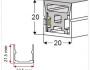 Silicone Extrusion Side View 20mm x 20mm 120°