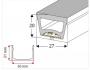 Silicone Extrusion Top View 20mm x 27mm 120°