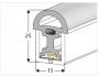 Silicone Extrusion Top/Side View 17mm x 25mm 180°