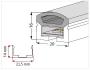 Silicone Extrusion Top View 16mm x 20mm 180°