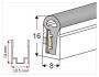 Silicone Extrusion Side View 16mm x 8mm 180°