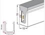 Silicone Extrusion Side View 18mm x 10mm 180°