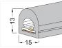 Siliconen Extrusie Half Cilinder Ø15mm 180°