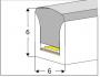 Silicone Extrusion Top View 6mm x 6mm 180°